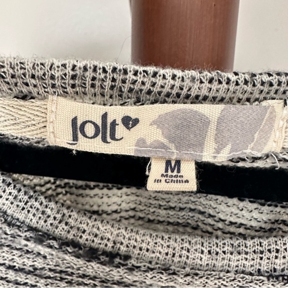 Jolt black and white long sleeve top with lace trim women’s medium - Picture 3 of 6